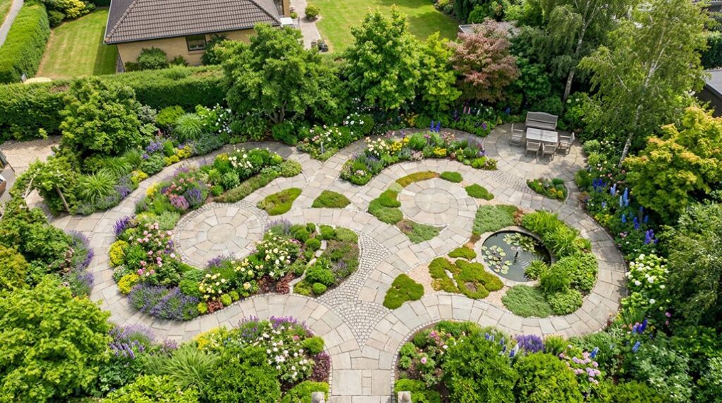 balanced plant and paver arrangement